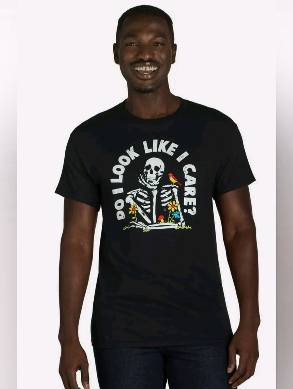 DMO Men's Do I Look Like I Care Skeleton Graphic Tee, Sizes XL